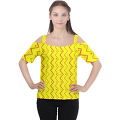 Yellow Background Abstract Cutout Shoulder Tee