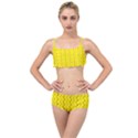 Yellow Background Abstract Layered Top Bikini Set View1