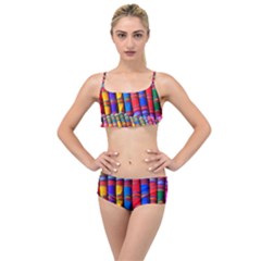 Substances Colorful Towels Scarf Layered Top Bikini Set