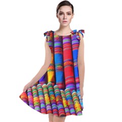 Substances Colorful Towels Scarf Tie Up Tunic Dress by Wegoenart