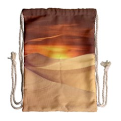 Desert Sun Landscape Sunset Dune Drawstring Bag (large) by Wegoenart