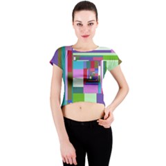 Fractal Gradient Colorful Infinity Art Crew Neck Crop Top by Wegoenart