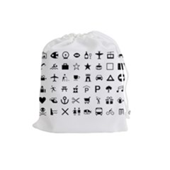 Icons Set Symbols Collection Drawstring Pouch (large) by Wegoenart