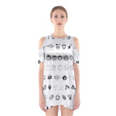 Vegan Vegetarian Icons Food Eat Shoulder Cutout One Piece Dress by Wegoenart