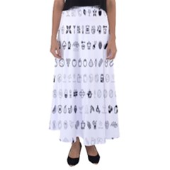 Vegan Vegetarian Icons Food Eat Flared Maxi Skirt by Wegoenart