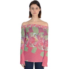 Fractal Gradient Colorful Infinity Off Shoulder Long Sleeve Top by Wegoenart