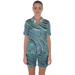 Art Fractal Gradient Colorful Infinity Pattern Satin Short Sleeve Pyjamas Set by Wegoenart