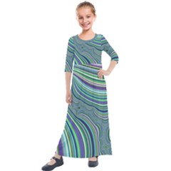 Art Fractal Gradient Colorful Infinity Pattern Kids  Quarter Sleeve Maxi Dress by Wegoenart