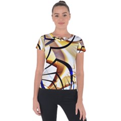 Pattern Fractal Gold Pointed Short Sleeve Sports Top 