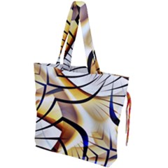 Pattern Fractal Gold Pointed Drawstring Tote Bag by Wegoenart