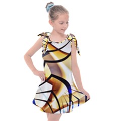 Pattern Fractal Gold Pointed Kids  Tie Up Tunic Dress by Wegoenart