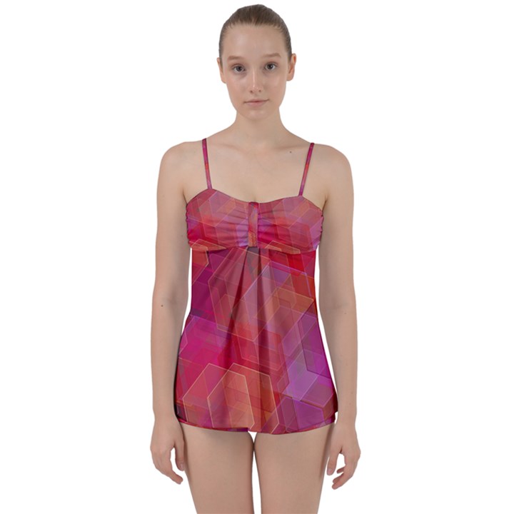 Abstract Background Texture Babydoll Tankini Set