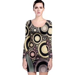 Art Retro Design Vintage Long Sleeve Bodycon Dress