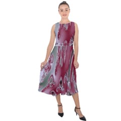 Fractal Gradient Colorful Infinity Midi Tie-back Chiffon Dress