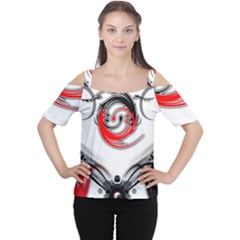 Abstract Fractal Digital Art Cutout Shoulder Tee