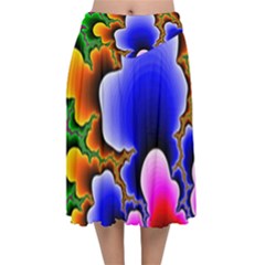 Fractal Background Pattern Color Velvet Flared Midi Skirt