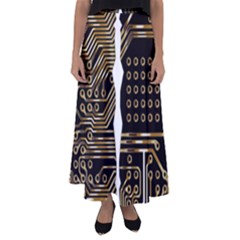 Brain Circuit Board Pcb Computer Flared Maxi Skirt by Wegoenart