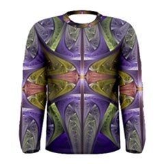 Fractal Blue Tin Pattern Texture Men s Long Sleeve Tee