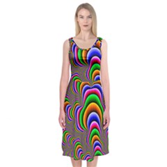 Fractal Background Pattern Color Midi Sleeveless Dress
