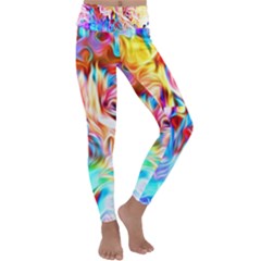 Background Drips Fluid Colorful Kids  Lightweight Velour Classic Yoga Leggings by Wegoenart