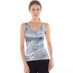 Marbled Paper Mottle Color Movement Blue White Tank Top by Wegoenart