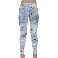 Marbled Paper Mottle Color Movement Blue White Classic Yoga Leggings by Wegoenart