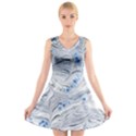 Marbled Paper Mottle Color Movement Blue White V-Neck Sleeveless Dress View1