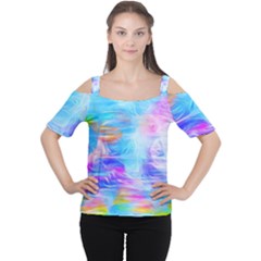 Background Drips Fluid Colorful Cutout Shoulder Tee