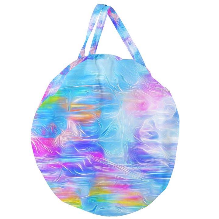 Background Drips Fluid Colorful Giant Round Zipper Tote