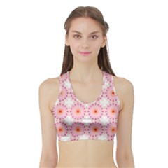 Make A Wish Banner Fractals Pink Sports Bra With Border