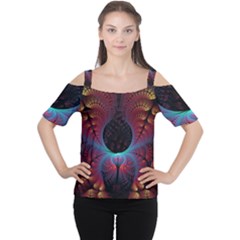 Abstract Abstracts Geometric Cutout Shoulder Tee