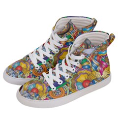 Floral Flourish Hearts Love Men s Hi-top Skate Sneakers by Wegoenart