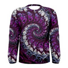 Fractal Background Swirl Art Skull Men s Long Sleeve Tee