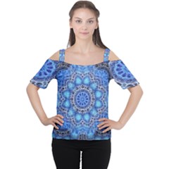 Fractal Mandala Abstract Cutout Shoulder Tee