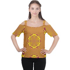 Abstract Fractal Pattern Washed Out Cutout Shoulder Tee