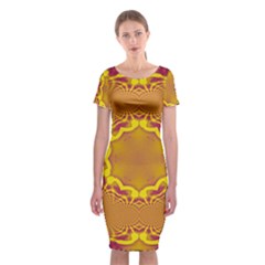 Abstract Fractal Pattern Washed Out Classic Short Sleeve Midi Dress by Wegoenart