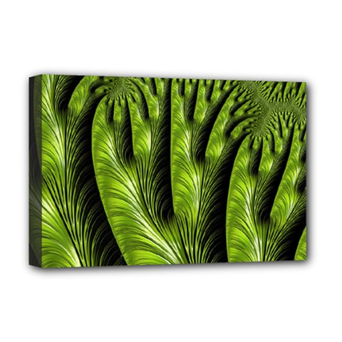 Fractal Background Abstract Green Deluxe Canvas 18  X 12  (stretched) by Wegoenart