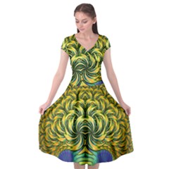 Fractal Tree Abstract Fractal Art Cap Sleeve Wrap Front Dress by Wegoenart