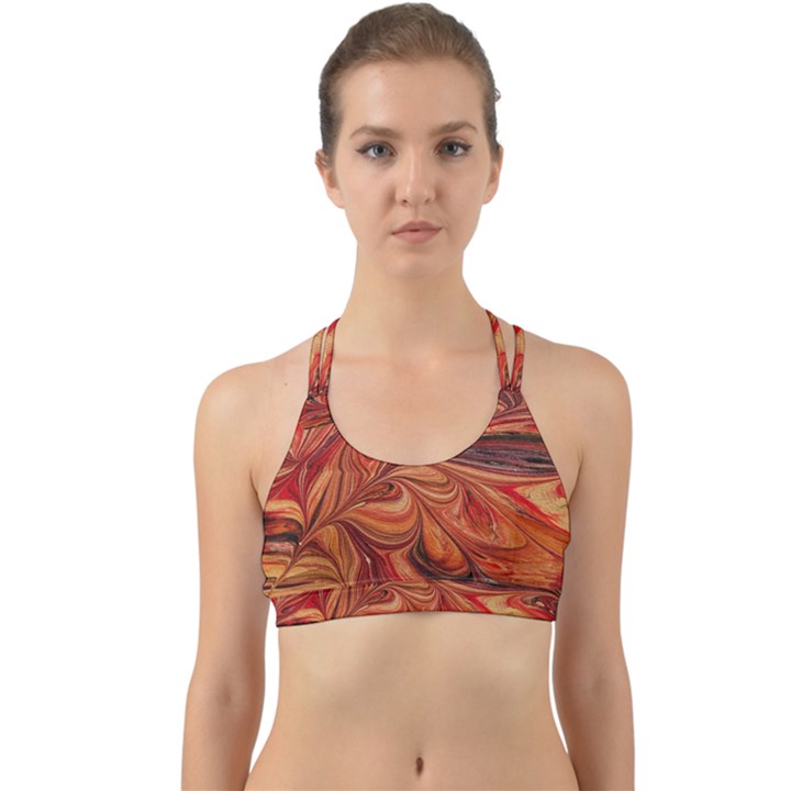 Marbled Paper Mottle Color Movement Back Web Sports Bra