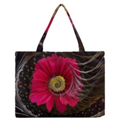 Fantasy Flower Fractal Blossom Zipper Medium Tote Bag by Wegoenart