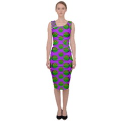 The Happy Eyes Of Freedom In Polka Dot Cartoon Pop Art Sleeveless Pencil Dress by pepitasart