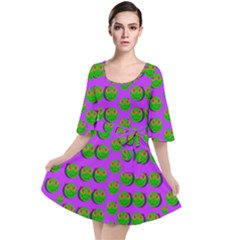 The Happy Eyes Of Freedom In Polka Dot Cartoon Pop Art Velour Kimono Dress by pepitasart