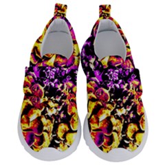 Purple Yellow Flower Plant Kids  Velcro No Lace Shoes