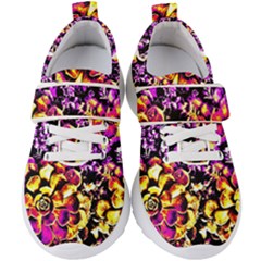 Purple Yellow Flower Plant Kids  Velcro Strap Shoes