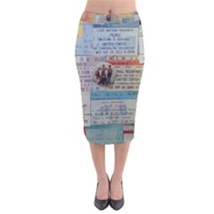 Concert TIcket Memorabilia  Velvet Midi Pencil Skirt