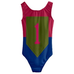 United States Army First Infantry Division Flag Kids  Cut-out Back One Piece Swimsuit by abbeyz71