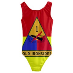 Flag Of U S  Army 1st Armored Division Kids  Cut-out Back One Piece Swimsuit by abbeyz71