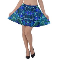 Abstract #8   I   Aqua Blues 6000 Velvet Skater Skirt by KesaliSkyeArt