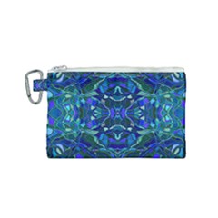 Abstract #8   I   Aqua Blues 6000 Canvas Cosmetic Bag (small) by KesaliSkyeArt