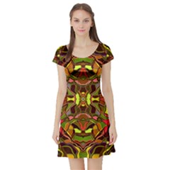 Abstract #8   I   Autumn 6000 Short Sleeve Skater Dress by KesaliSkyeArt